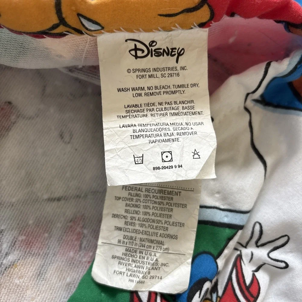 Vtg Disney Mickey Mouse Double Christmas Holiday Sled Comforter‎ 96x110